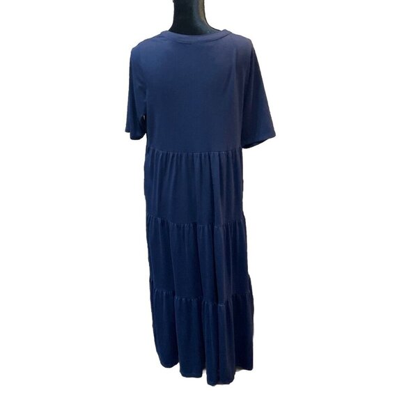 Woman Within Medium 14/16 Maxi Dress Blue Embroidered Floral Boho Cottage Travel - Picture 3 of 10